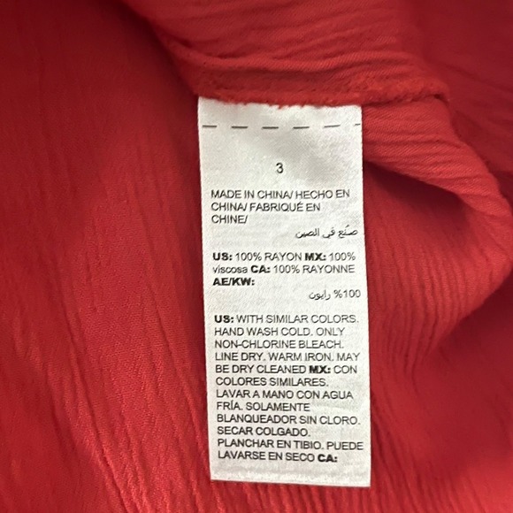 Chico's Orange Red Layered Flutter Sleeve V-Neck Blouse Top Size 3 Women's XL - Picture 4 of 6